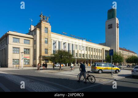 Square in front of Main Railway Station, Hradec Kralove, Czech Republic Europe Stock Photo