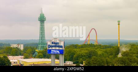 Doswell, VA, USA - July 18, 2024: Aerial photo Kings Dominion Theme and