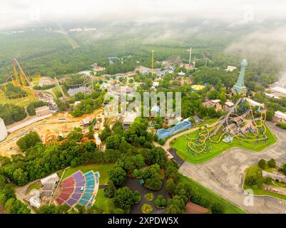 Doswell, VA, USA - July 18, 2024: Aerial photo Kings Dominion Theme and
