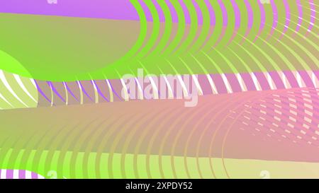 Background of abstract waves of green and purple lines Stock Vector