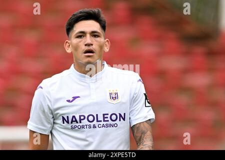 ANTWERP - Luis Vazquez of RSC Anderlecht during the Belgian Pro League match between Royal Antwerp FC and RSC Anderlecht at the Bosuil Stadium on August 4, 2024 in Antwerp, Belgium. ANP | Hollandse Hoogte | GERRIT VAN COLOGNE Stock Photo