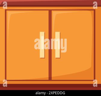 Simple vector illustration of a wooden cabinet with two doors standing on the floor isolated on a white background Stock Vector
