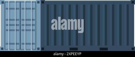 Two large metal cargo containers standing together, ready for loading and shipping Stock Vector