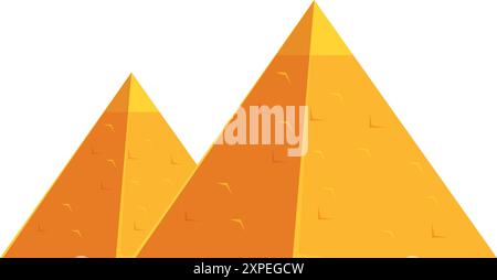 Two egyptian pyramids standing on a sand dune in giza desert landscape Stock Vector