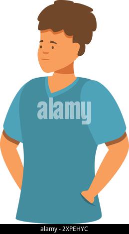 Young man is standing with his hand in his pocket, looking away with a thoughtful expression Stock Vector