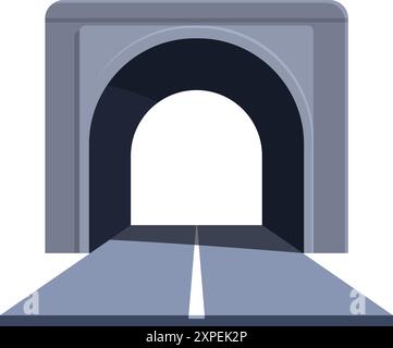 Asphalt road is going through a tunnel in the mountain connecting two ...