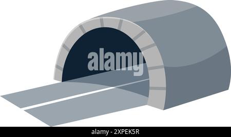 Empty road is passing through a tunnel in mountains Stock Vector