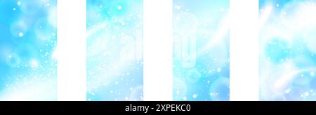 Blue energy flare background story set with light effects and sparkles. Stock vector illustration in realistic anime style. Can be used as wallpaper. Stock Vector
