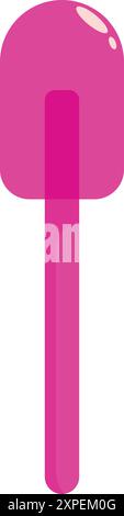 Pink silicone spatula is standing up on a solid white background Stock Vector