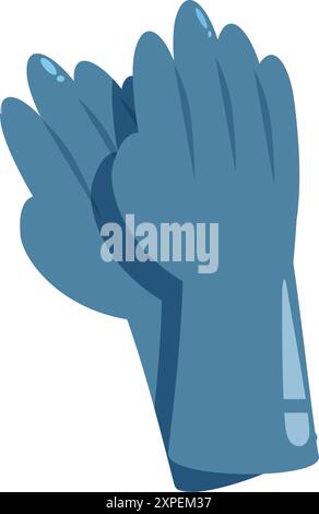 Blue working gloves protecting hands, safety equipment for construction and industrial work Stock Vector