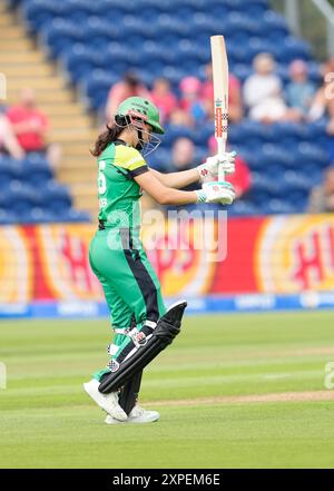 Cardiff,UK,  05 Aug 2024 Maia Bouchier of Southern Brave during the The Hundred 2024  Welsh Fire Women Vs Southern Brave Women at Sophia Gardens Cardiff United Kingdom on August 05 2024 Graham Glendinning / Alamy Live News Stock Photo