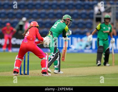 Cardiff,UK,  05 Aug 2024 Georgia Adams of Southern Brave during the The Hundred 2024  Welsh Fire Women Vs Southern Brave Women at Sophia Gardens Cardiff United Kingdom on August 05 2024 Graham Glendinning / Alamy Live News Stock Photo