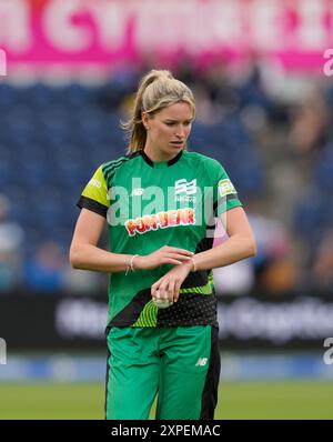 Cardiff,UK,  05 Aug 2024 Lauren Bell of Southern Brave   during the The Hundred 2024  Welsh Fire Women Vs Southern Brave Women at Sophia Gardens Cardiff United Kingdom on August 05 2024 Graham Glendinning / Alamy Live News Stock Photo