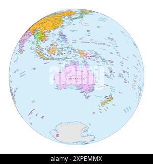 Political map of Oceania English Language labeled Stock Vector