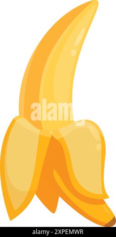 Ripe yellow banana partially peeled showing its delicious flesh Stock Vector