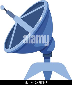 Large satellite dish is receiving or transmitting signal Stock Vector