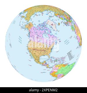 Political map of North America English Language labeled Stock Vector