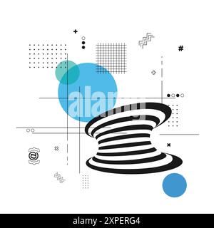 Abstract black lines blue background Stock Vector