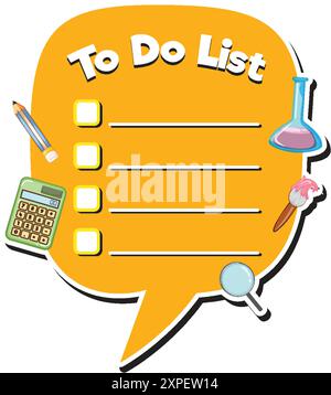 Bright to-do list with various icons Stock Vector