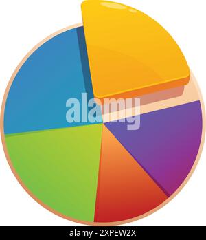 Vibrant pie chart displaying data with one segment exploding outwards, symbolizing growth and achievement Stock Vector