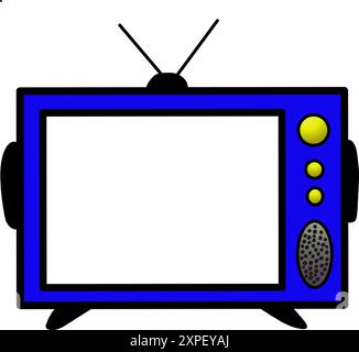 Blue tube tv icon design with antenna suitable for stickers, logos and others Stock Vector
