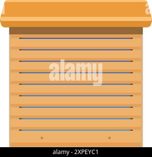 Street food stall is closing for the night using an old style roller shutter Stock Vector