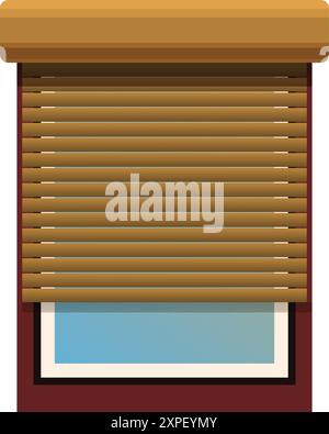 Modern window is being covered by a wooden shutter Stock Vector