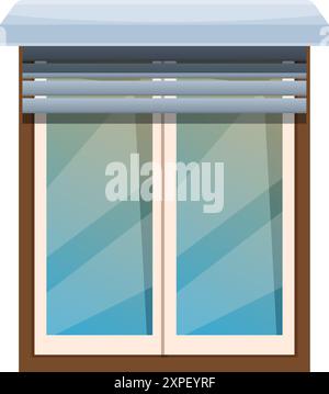 Modern window with a canopy and jalousie is being opened, ideal for illustrations about architecture and interior design Stock Vector