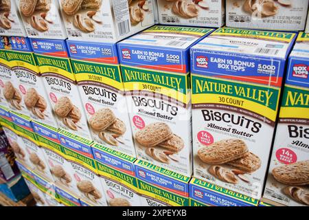 Los Angeles, California, United States - 09-13-2021: A view of several packages of Nature Valley biscuits, on display at a local big box grocery store. Stock Photo