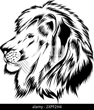 Design graphic of lion head icon. Perfect for icon, logo, tattoo, banner, stickers, greeting cards Stock Vector