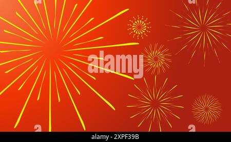 Orange gradient abstract illustration background with yellow fireworks pattern. Perfect for posters, website wallpapers and more. Stock Vector