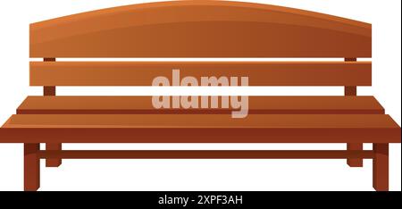 Illustration featuring a wooden bench with curved back rest, useful element for urban or park related design projects Stock Vector