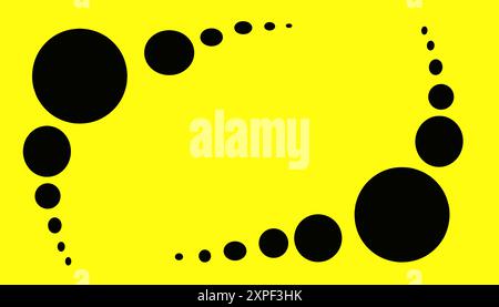 Yellow illustration background with big and small black balls pattern. Perfect for posters, wallpapers, banners, website dashboards Stock Vector