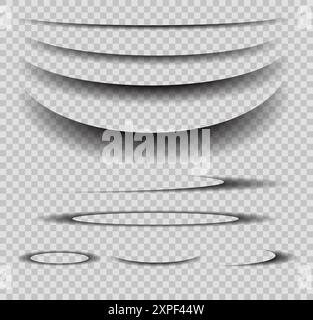 Vector set of rectangular shadow effects. Collection of translucent shadows isolated from background. Overlay shadow design elements for paper, frames Stock Vector