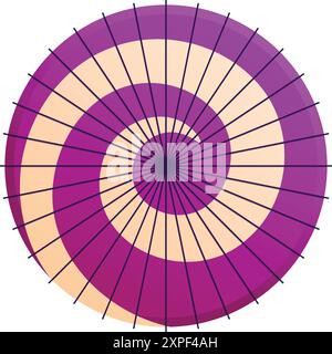 Traditional japanese umbrella is showing a spiral pattern with a purple color Stock Vector