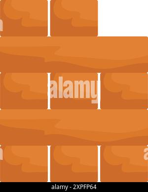 Partially built brick wall, representing construction, barriers, or progress Stock Vector