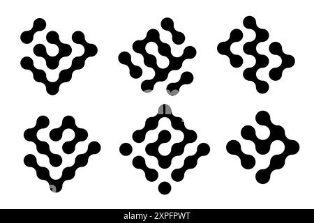 Metaball round simple blob morph balls. Abstract shape, arganic geometric fluids isolated on white background. Connected dots nerve cell dots or computer nano. Vector illustration Stock Vector