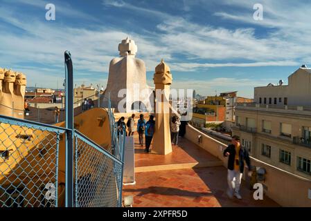 On the roof of Casa Mila ( La Pedrera ), Barcelona, Spain Stock Photo