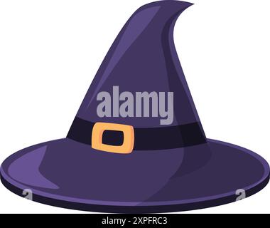 Classic pointy witch hat with a buckle, perfect for completing a halloween costume Stock Vector