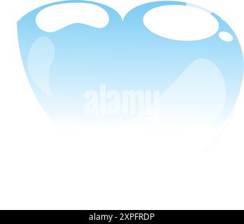 Blue heart shape reflecting light on a white background Stock Vector