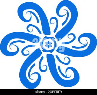 Blue color ethnic mandala patern design illustration. Perfect for logos ...