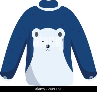 Cozy winter sweater featuring a cute polar bear design, perfect for staying warm and stylish during the colder months Stock Vector
