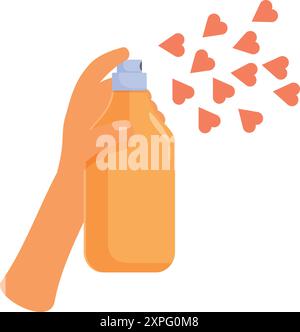 Hand is using a spray bottle to spread love and affection Stock Vector