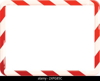 Red and white striped candy cane border forming a rectangle, perfect for festive designs Stock Vector