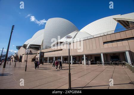 Sydney Opera House, view of the west elevation of this famous heritage building designed by Danish architect Jorn Utzon, Sydney winters day,Australia Stock Photo