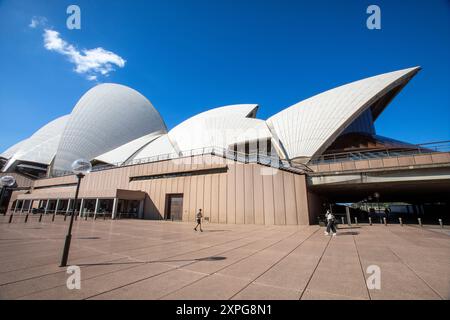 Sydney Opera House, view of the west elevation of this famous heritage building designed by Danish architect Jorn Utzon, Sydney winters day,Australia Stock Photo