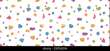 Climbing wall. Indoor bouldering gym rock climb holds and grips seamless repeating pattern for climber competition mountaineering extreme sport club, classy vector illustration authors graphics Stock Vector
