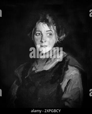 A portrayal of an young woman on Achill Island off the County Mayo painted in 1913 by Robert Henri (1865-1929), an American painter and teacher. He made several trips to Dooagh, a small village on the island where he bought Corrymore House and would paint the children of the islanders. Stock Photo