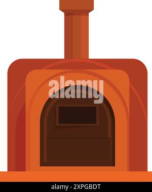 Traditional clay pizza oven with chimney for baking delicious pizzas, isolated on white background Stock Vector