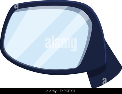 Car side rearview mirror is reflecting the clear blue sky, ensuring safe driving Stock Vector